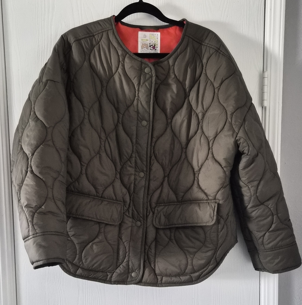 Aerie Offline Womens Onion Quilted Utility Olive Green Jacket Size Medium
